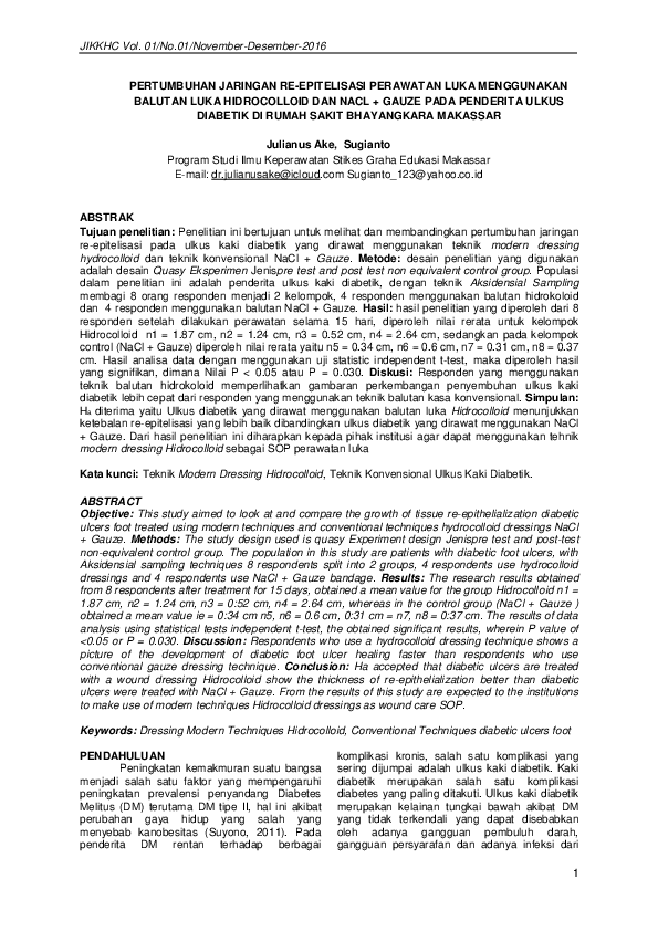 Jurnal Perawatan Luka Diabetes Modern Dressing Link Guru