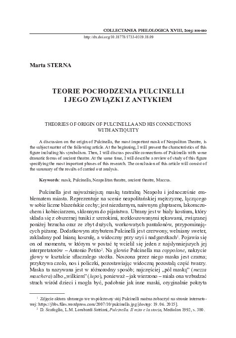 PDF) TEORIE POCHODZENIA PULCINELLI I JEGO ZWIĄZKI Z ANTYKIEM 
