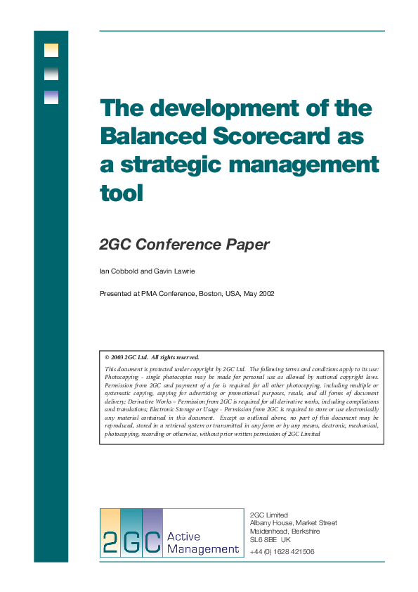(PDF) The development of the Balanced Scorecard as a strategic ...