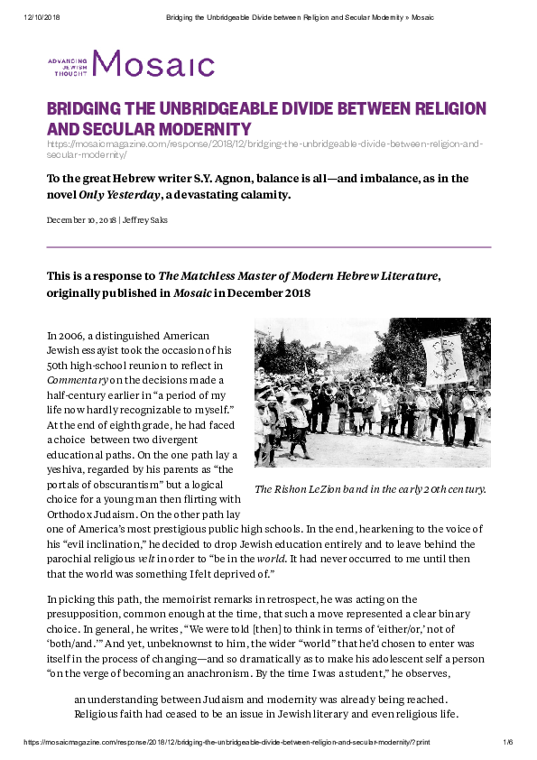 (PDF) Bridging the Unbridgeable Divide Between Religion and Secular ...