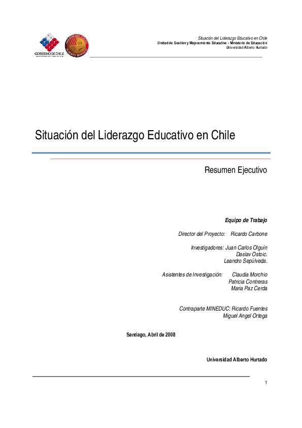 (PDF) Situación del Liderazgo Educativo en Chile