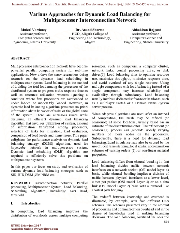 (PDF) Various Approaches for Dynamic Load Balancing for Multiprocessor ...
