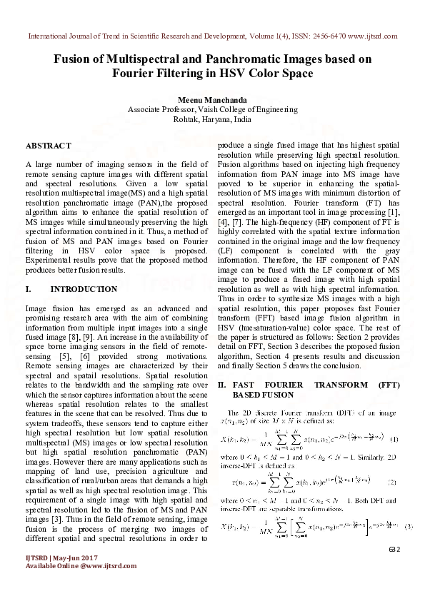 (PDF) Fusion of Multispectral and Panchromatic Images based on Fourier ...