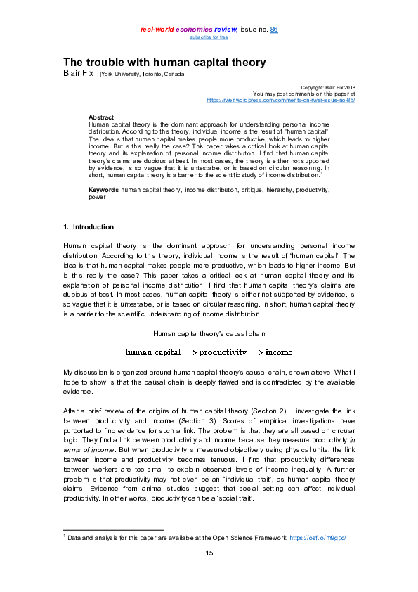Human Capital Theory Pdf Free – Human Capital Theory – RTABCE