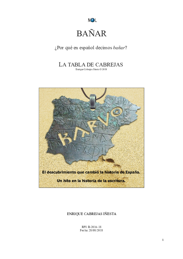 (PDF) BAÑAR ¿Por qué en español decimos bañar?