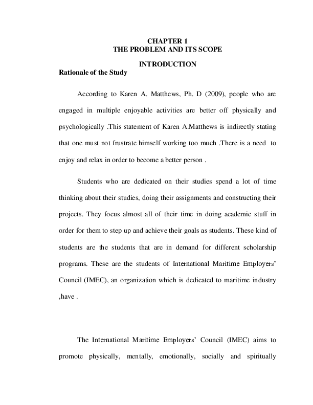 (DOC) CHAPTER 1 THE PROBLEM AND ITS SCOPE INTRODUCTION Rationale of the ...