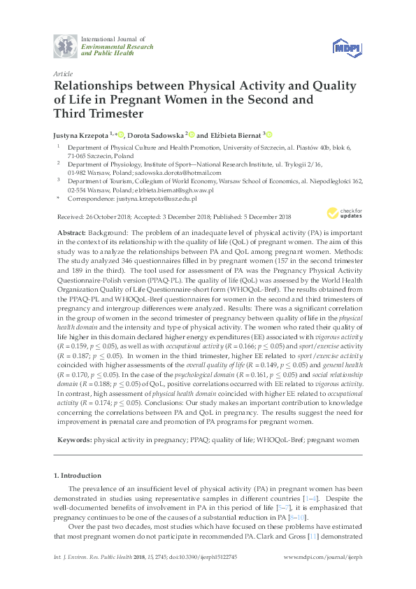 (PDF) Relationships between Physical Activity and Quality of Life in ...
