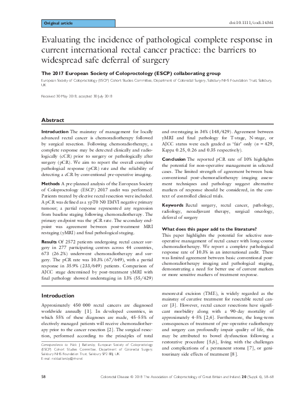 (PDF) Evaluating the incidence of pathological complete response in