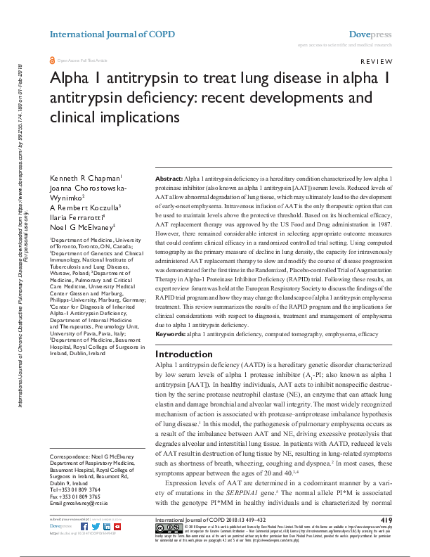 (PDF) Alpha 1 antitrypsin to treat lung disease in alpha 1 antitrypsin ...