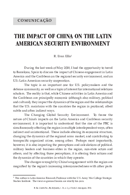 (PDF) THE IMPACT OF CHINA ON THE LATIN AMERICAN SECURITY ENVIRONMENT