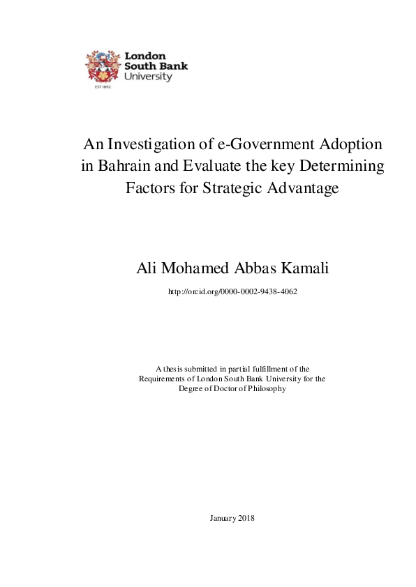 Pdf An Investigation Of E Government Adoption In Bahrain And