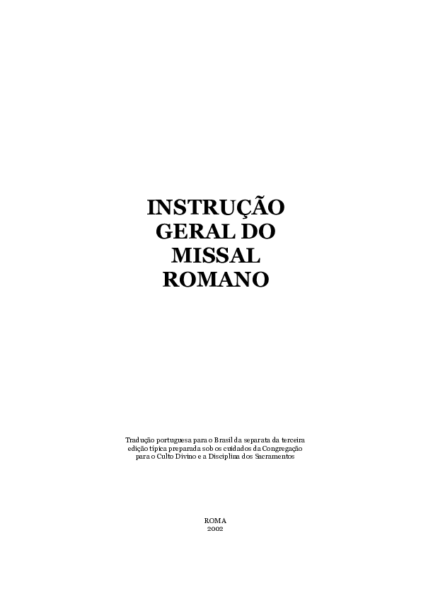 (PDF) INSTRUÇÃO GERAL DO MISSAL ROMANO Thiago Fernandes Academia.edu