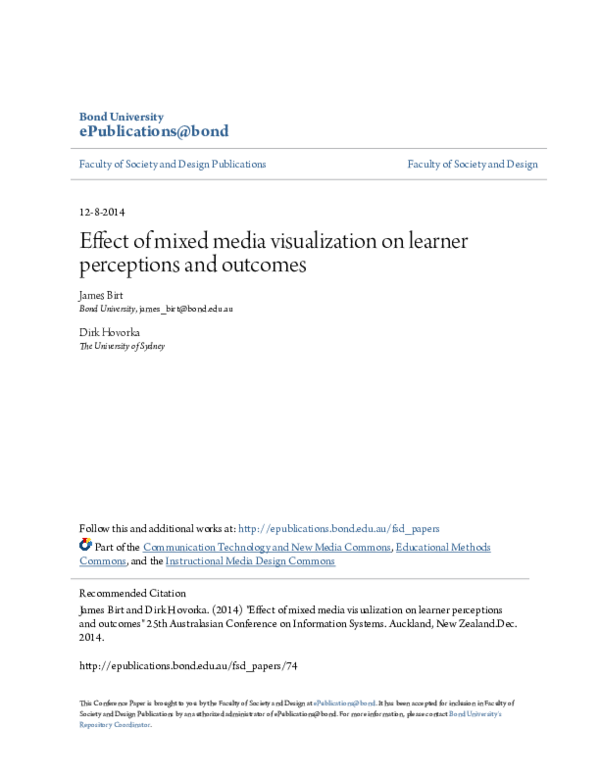 (PDF) Effect of mixed media visualization on learner perceptions