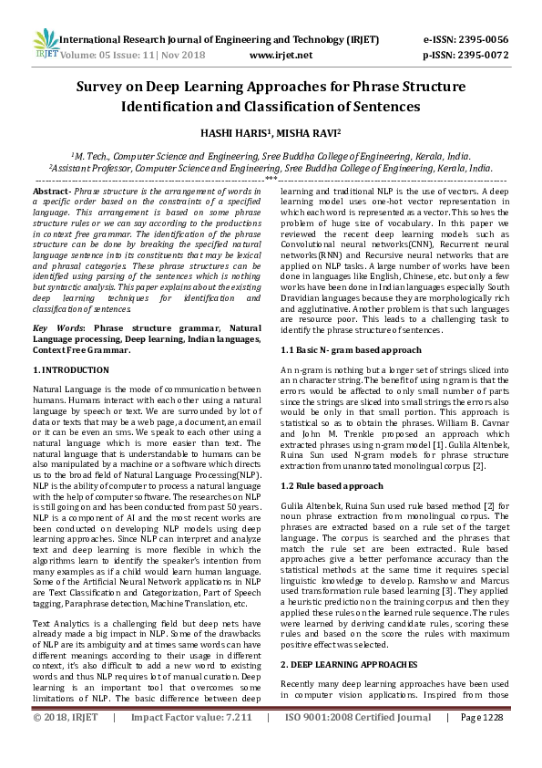 (PDF) IRJET- Survey on Deep Learning Approaches for Phrase Structure ...