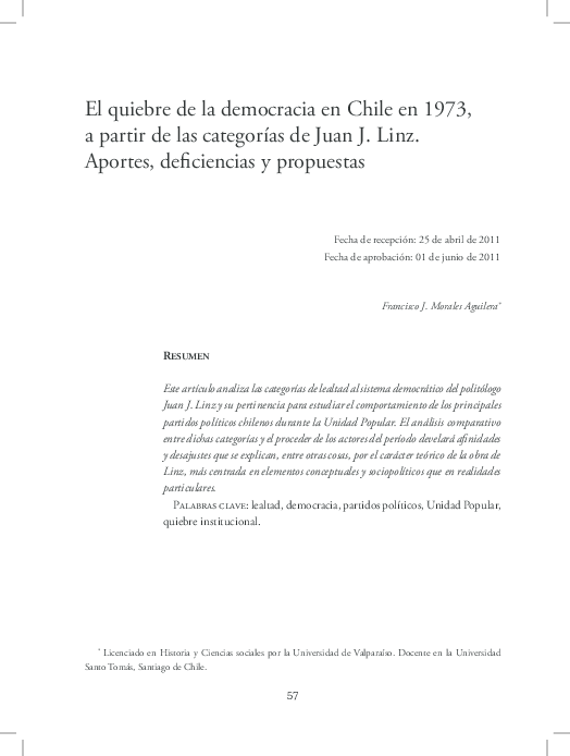(PDF) El quiebre de la democracia en Chile en 1973, a partir de las ...