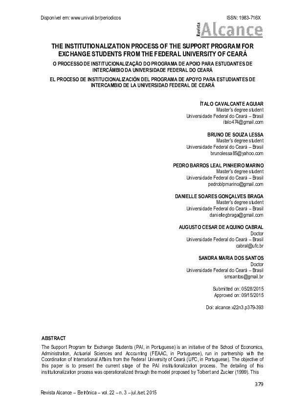 (PDF) THE INSTITUTIONALIZATION PROCESS OF THE SUPPORT PROGRAM FOR ...
