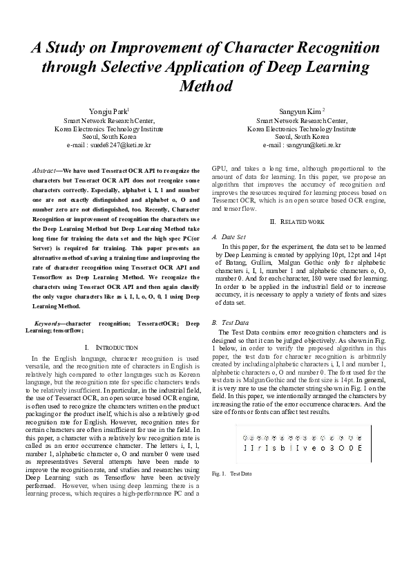 (PDF) A Study on Improvement of Character Recognition through Selective ...
