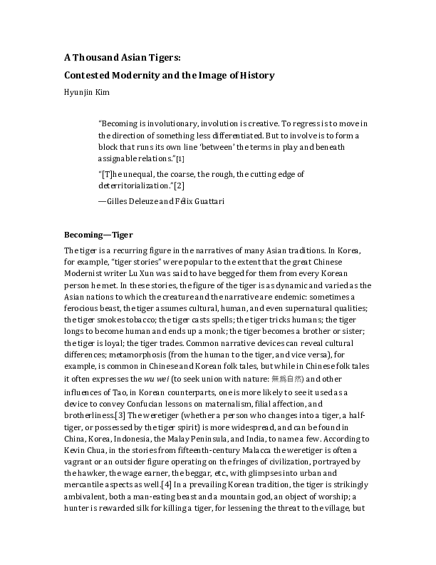 (DOC) A Thousand Asian Tigers: Contested Modernity and the Image of