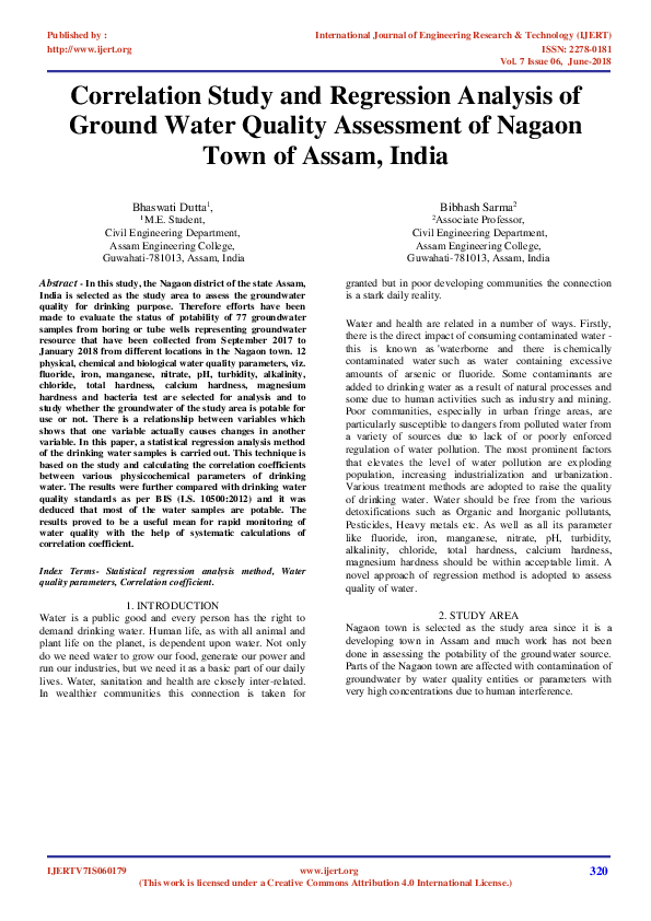 (PDF) Correlation Study and Regression Analysis of Ground Water Quality ...