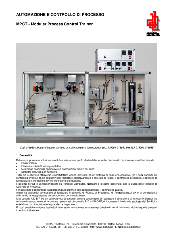 (PDF) AUTOMAZIONE E CONTROLLO DI PROCESSO MPCT -Modular Process Control ...