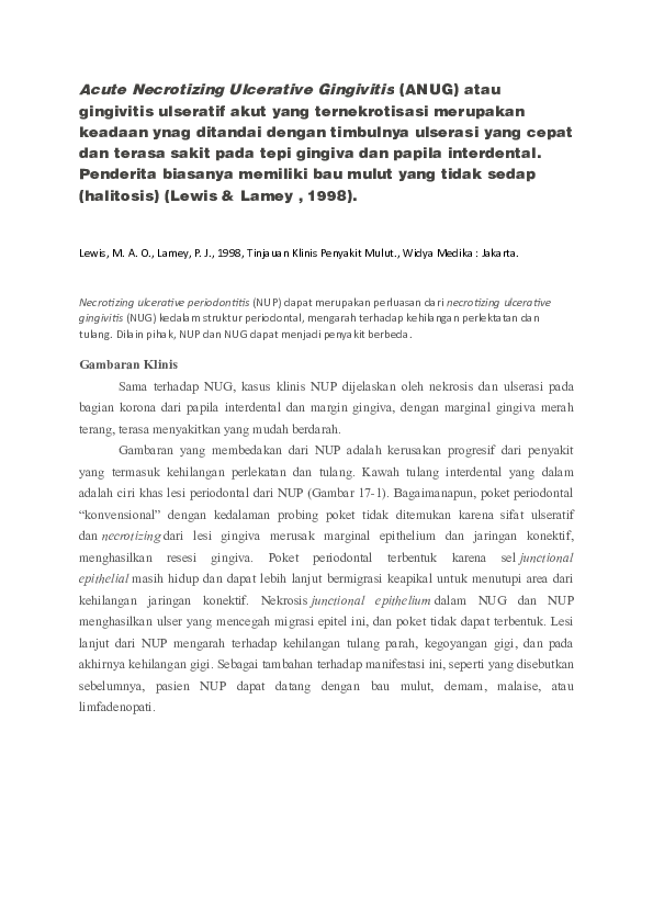 (DOC) Acute Necrotizing Ulcerative Gingivitis | Taufiqur Rahman