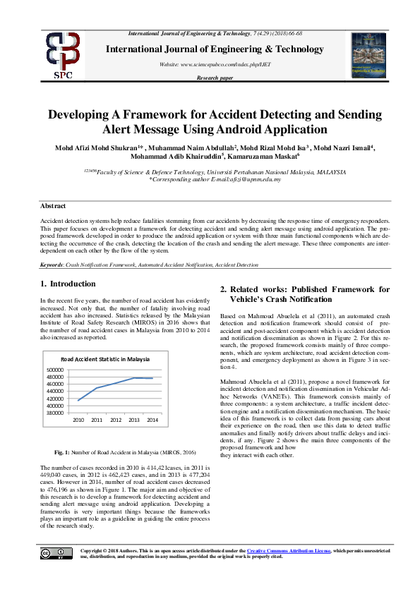 (PDF) Developing A Framework for Accident Detecting and Sending Alert ...