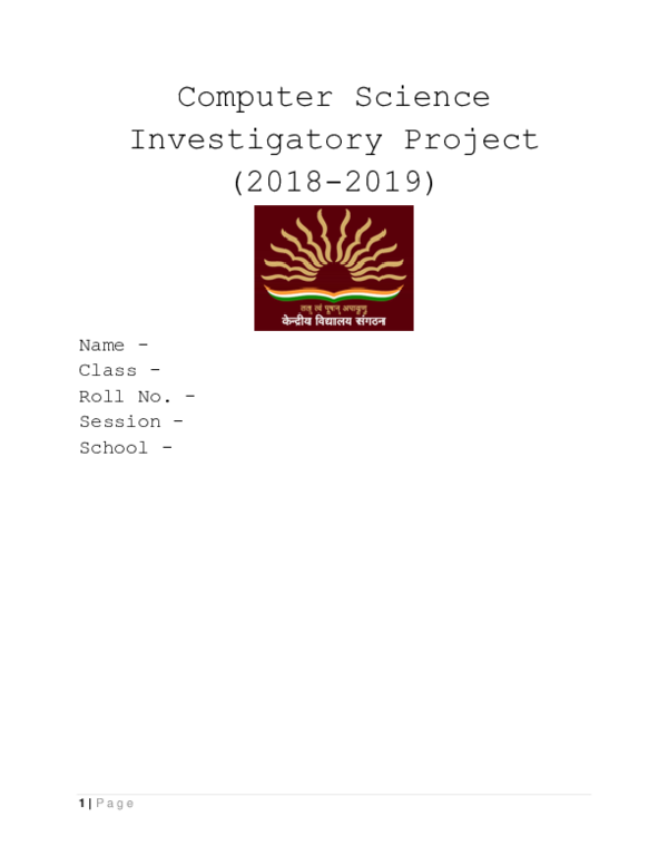 (DOC) Investigatory Project for class XII on Topic Criminal Record