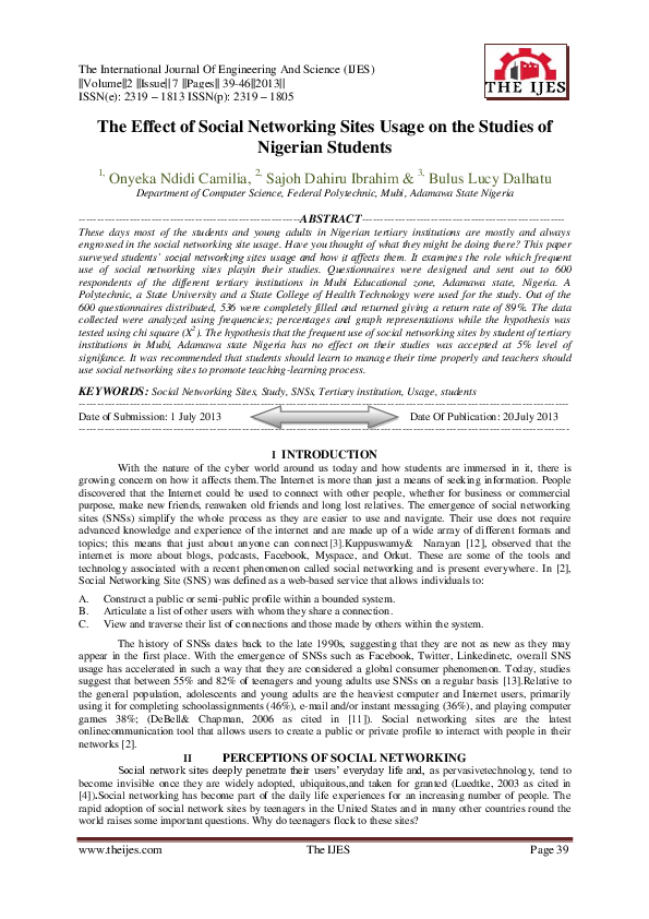 (PDF) The Effect of Social Networking Sites Usage on the Studies of ...