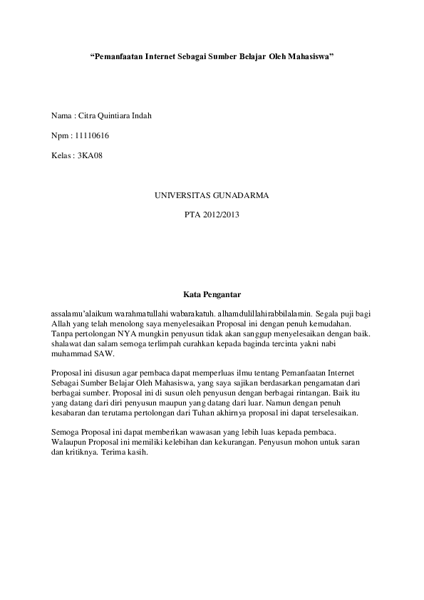 (DOC) "Pemanfaatan Internet Sebagai Sumber Belajar Oleh Mahasiswa