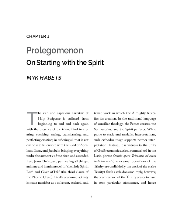 (PDF) Prolegomenon On Starting with the Spirit