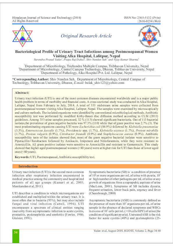 (PDF) Bacteriological Profile of Urinary Tract Infections among ...
