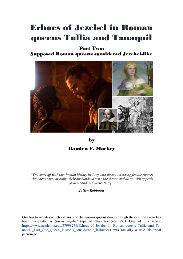 (DOC) Echoes of Jezebel in Roman queens Tullia and Tanaquil. Part Two