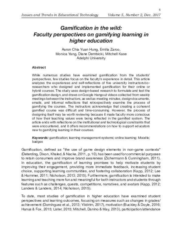 (PDF) Gamification in the Wild: Faculty Perspectives on Gamifying ...