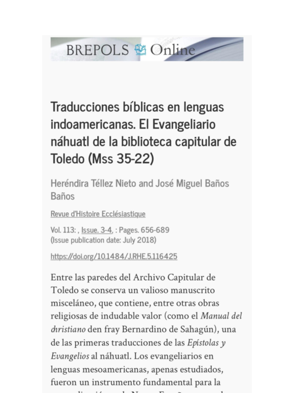 (PDF) Traducciones bíblicas en lenguas indoamericanas. El Evangeliario