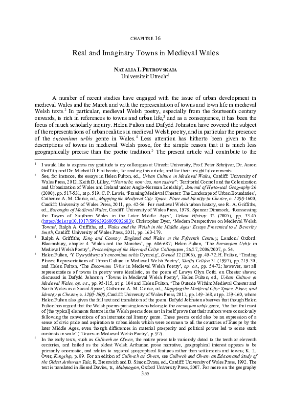 Real and Imaginary Towns in Medieval Wales