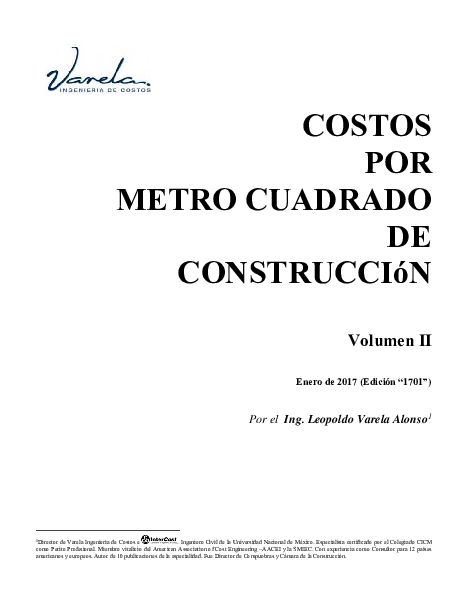 COSTOS POR METRO CUADRADO DE CONSTRUCCIóN Volumen II