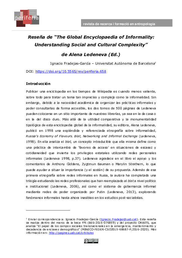 Pdf The Global Encyclopaedia Of Informality Understanding Social And