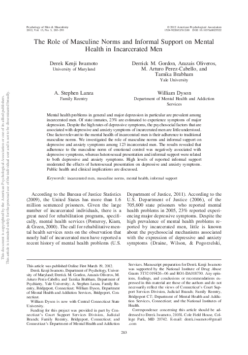 (PDF) The Role of Masculine Norms and Informal Support on Mental Health ...