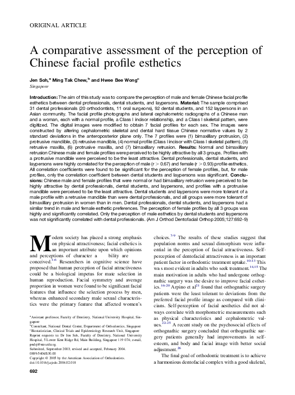 (PDF) A comparative assessment of the perception of Chinese facial ...