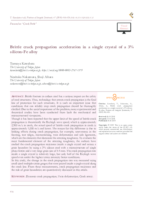 (PDF) Brittle crack propagation acceleration in a single crystal of a 3 ...