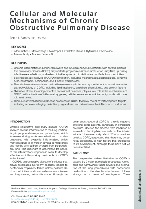(PDF) Cellular and Molecular Mechanisms of Chronic Obstructive ...