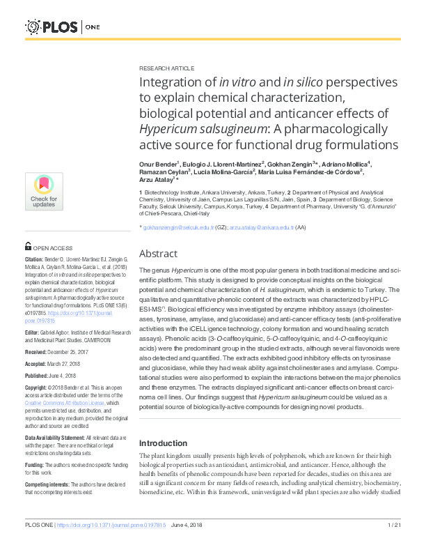 (PDF) Integration of in vitro and in silico perspectives to explain ...