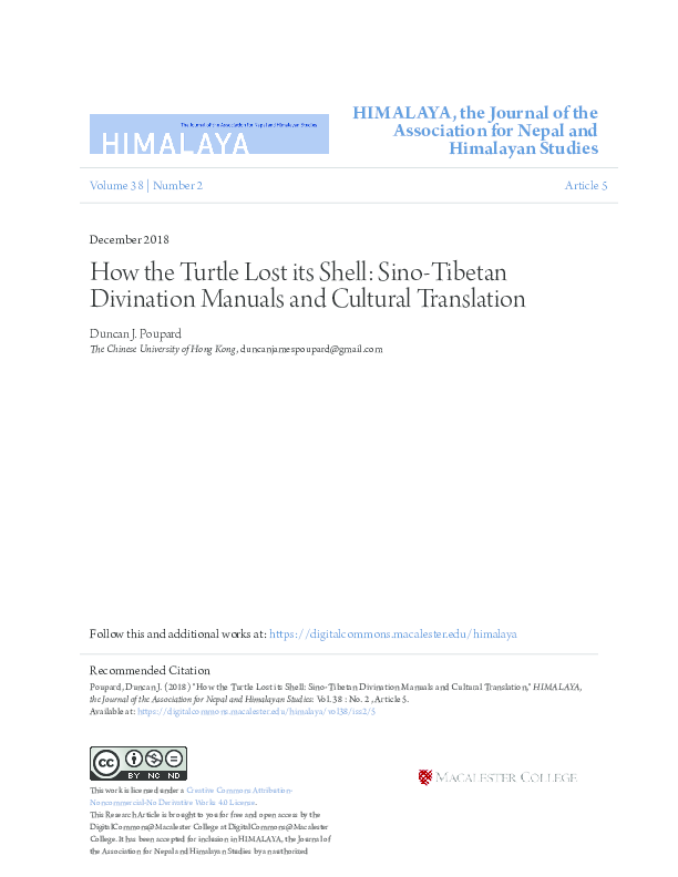 (PDF) How the Turtle Lost its Shell: Sino-Tibetan Divination Manuals ...