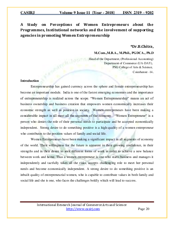 (PDF) A Study on Perceptions of Women Entrepreneurs about the ...