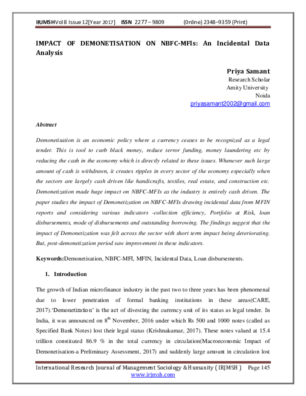Essay based on demonetisation image