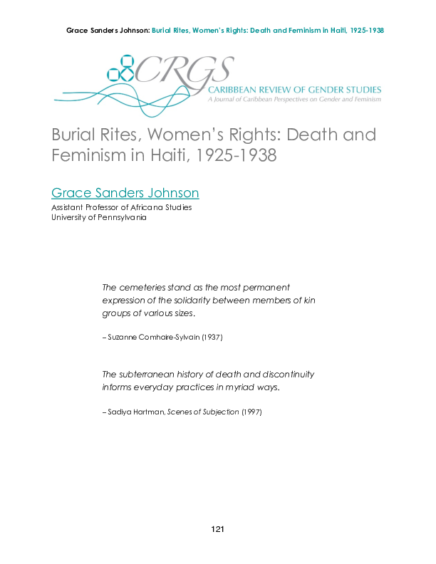 (PDF) Burial Rites, Women’s Rights Death and Feminism in Haiti, 1925