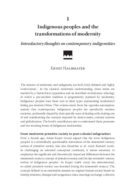 (PDF) Indigenous peoples and the transformation of modernity