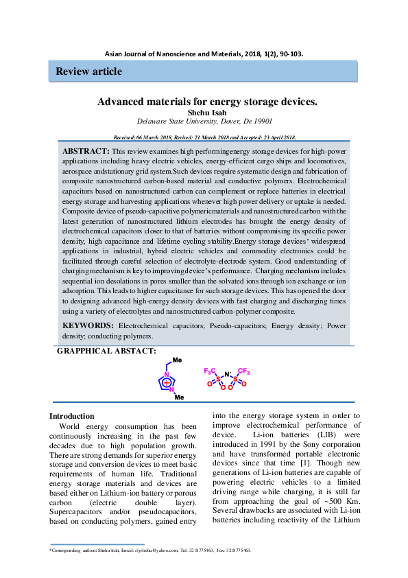 PDF) Advanced materials for energy storage devices | Eurasian 