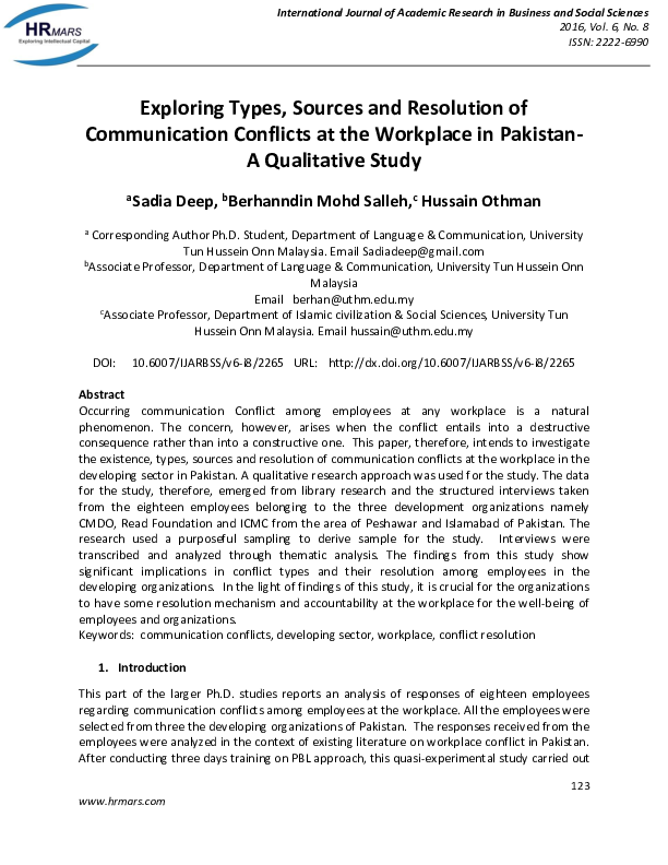 (PDF) Exploring Types, Sources and Resolution of Communication ...