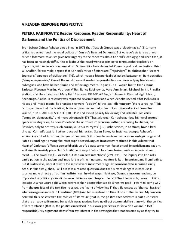 Reader response essay outline image